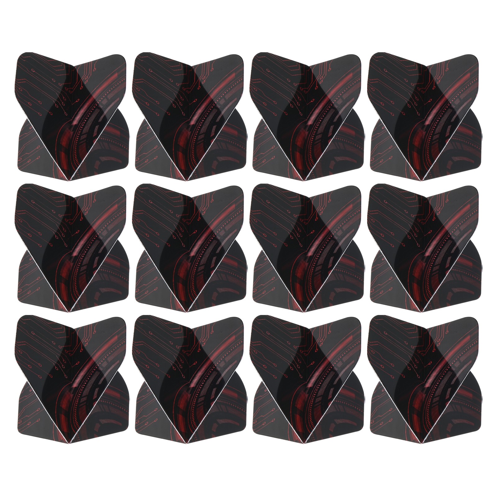Dart Flights, 12 Pack PET Darts Accessories Mechanical Style, Black, Red
