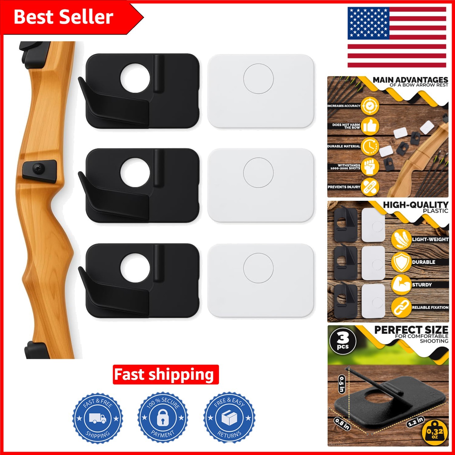 Reliable Black Plastic Arrow Rest - Boosts Bow Protection and Shooting Precision