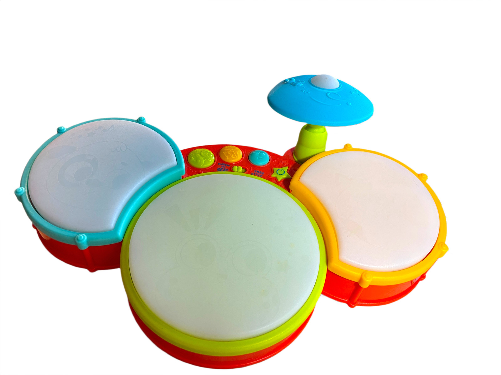 B. toys Little Beats Toy Drum Set- MINT, GENTLY USED, Working WITH Batteries 19z