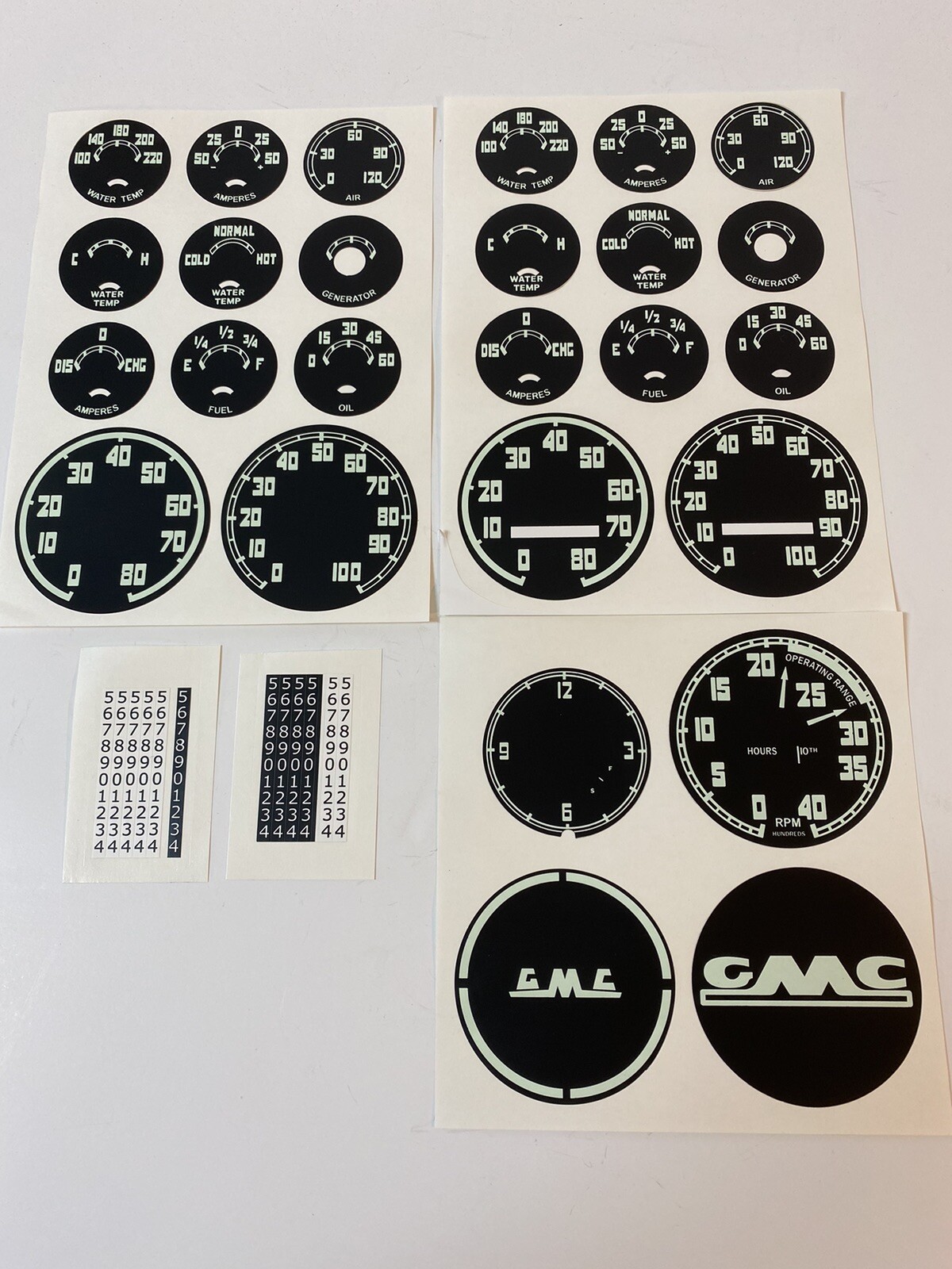 1954 1955 1956 1957 1958 1959 GMC Truck GAUGE CLUSTER Decal Refacing Set