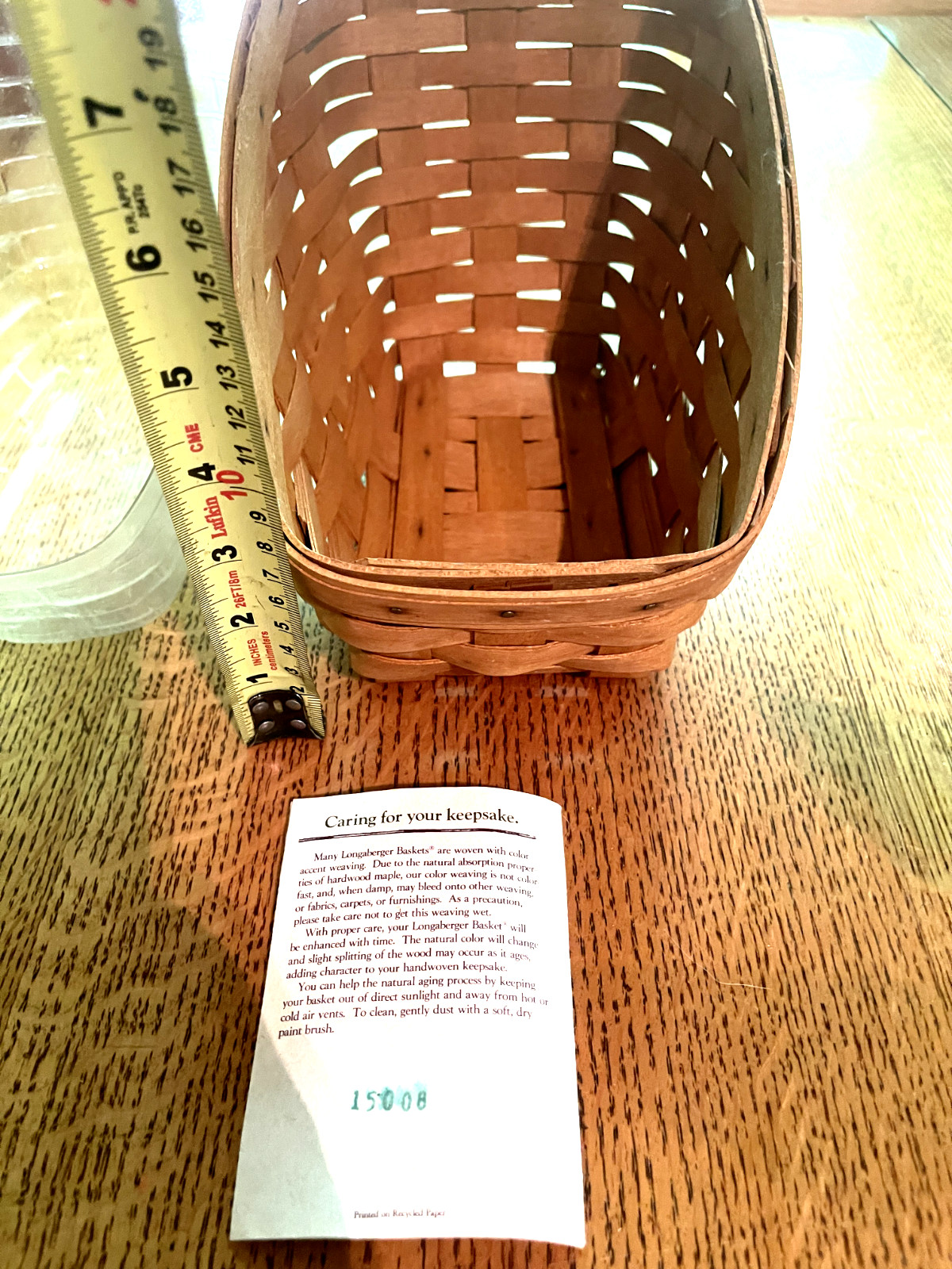 Longaberger Small Vegetable Basket, w/Protector, MINT