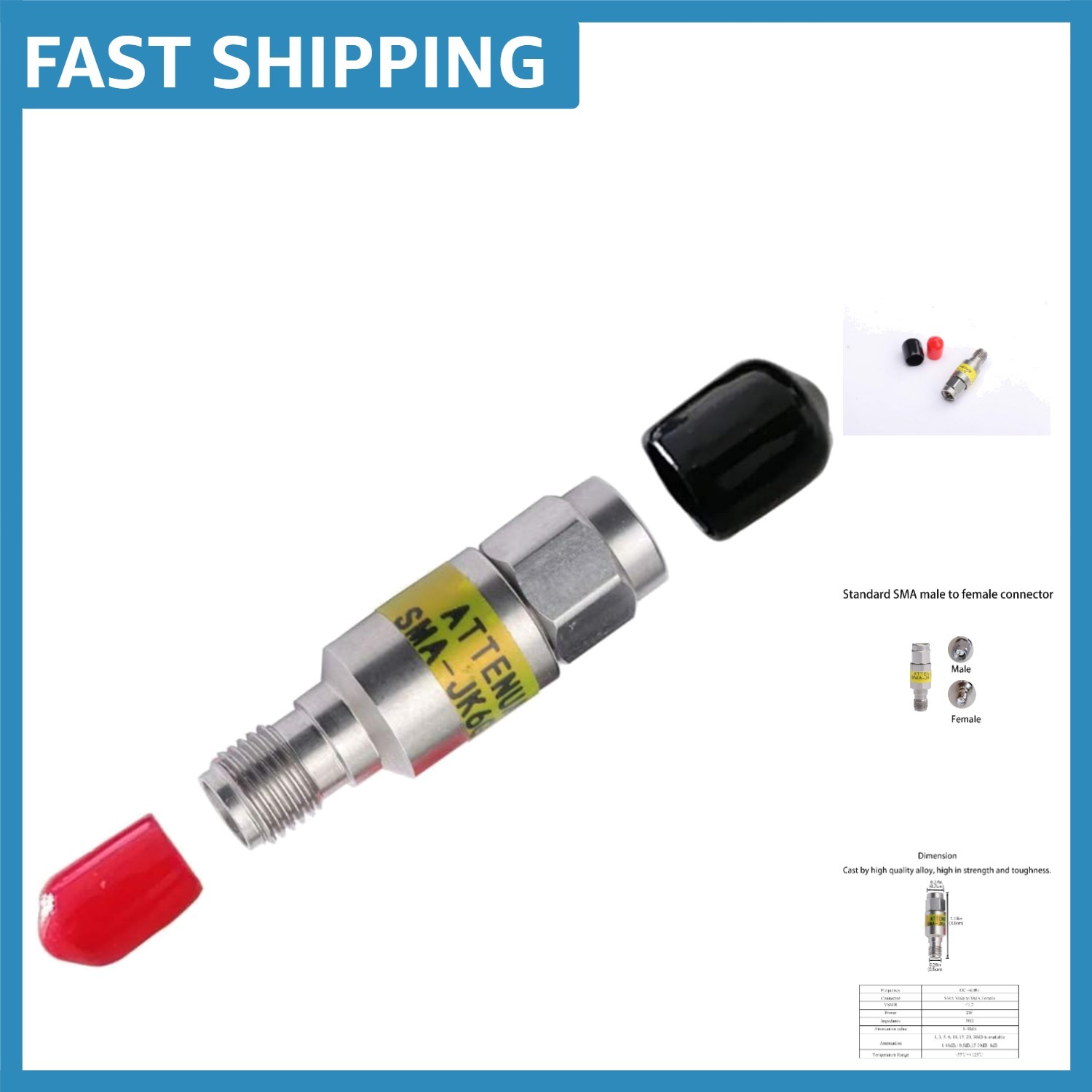 20dB SMA Male to Female Coaxial RF Attenuator - DC to 6GHz, Durable Design