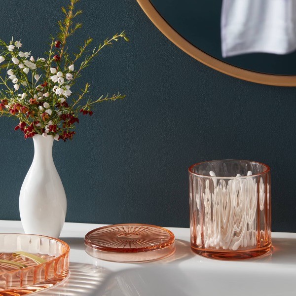 Colored Glass Bath Canister Pink
