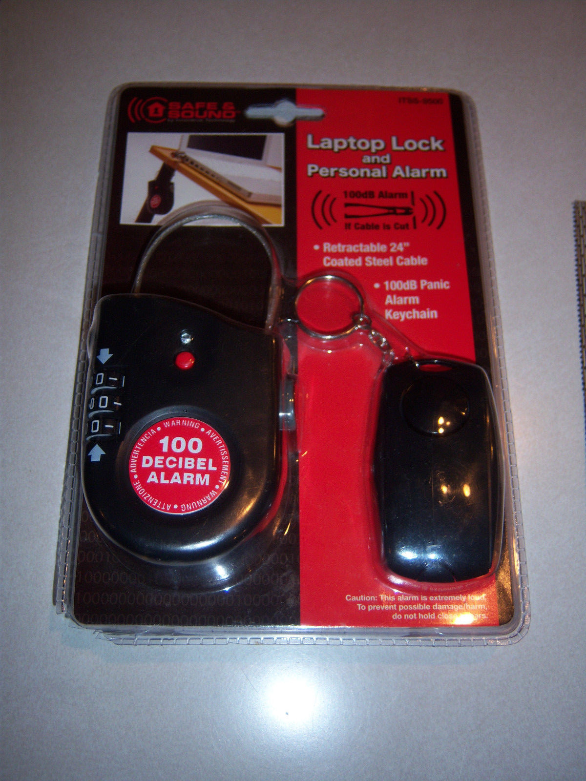NEW Innovative Technology SAFE & SOUND Laptop Lock and Personal Alarm 100db