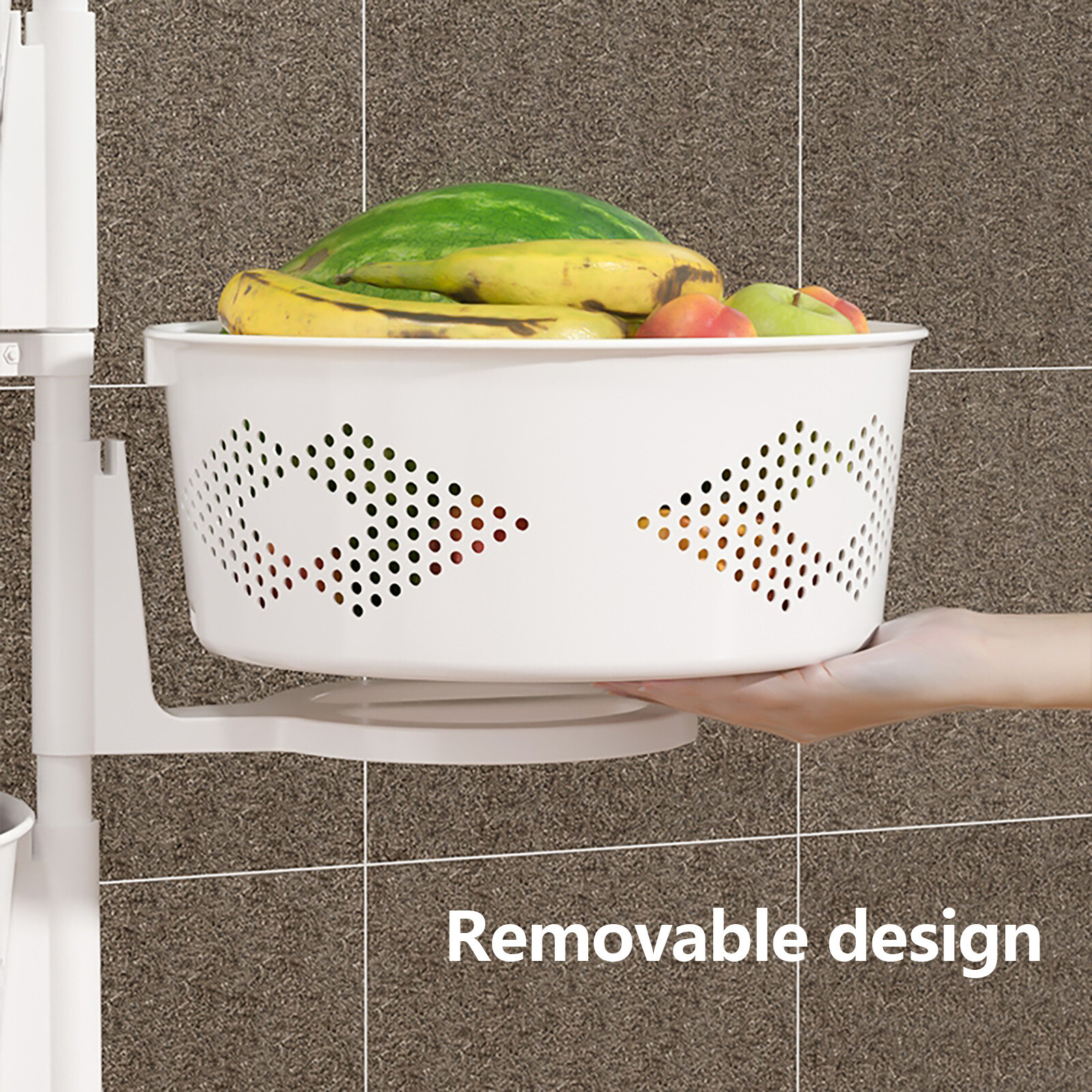 Storage Basket With Wheels Vegetable Rotating Basket Rack Kitchen Organizer New