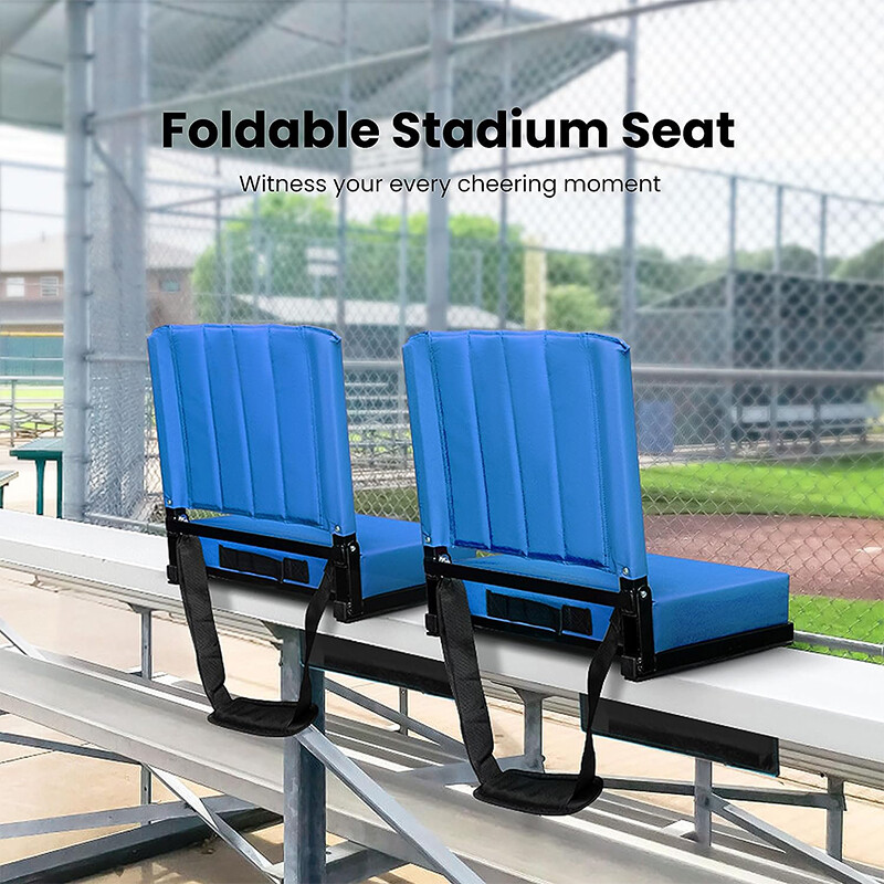 2pc Stadium Seat for Bleacher w/ Back Support & Wide Padded Cushion &Bottom hook