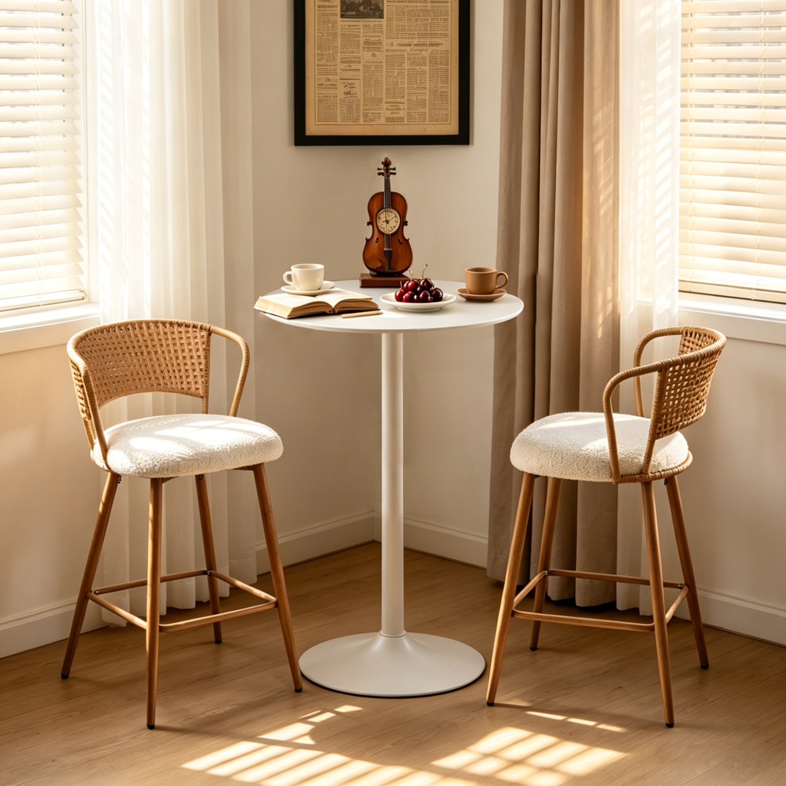 24 in Round Bar Table Modern Dining Table Dining Table Coffee Table - White