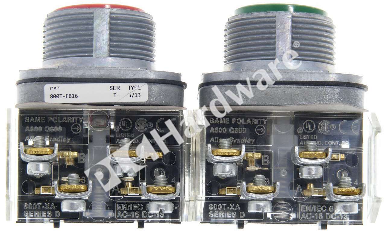 Surplus Allen Bradley 800T-FB16F /T 30.5mm Maintained Push Button Green/Red