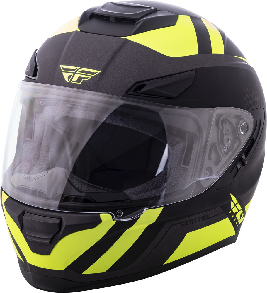 Fly Street SENTINEL Full-Face Helmet w/ Sun Shield (Black/Hi-Vis) XS