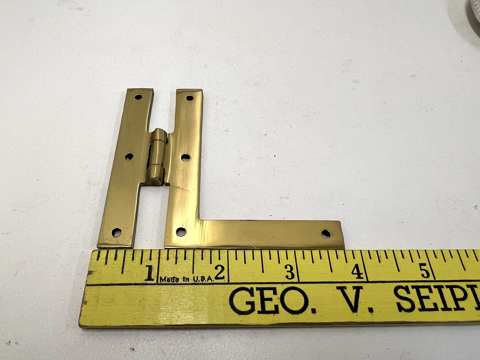 Left HL Cabinet Hinge 3-3/4" x 3-1/2" Solid Brass Polished