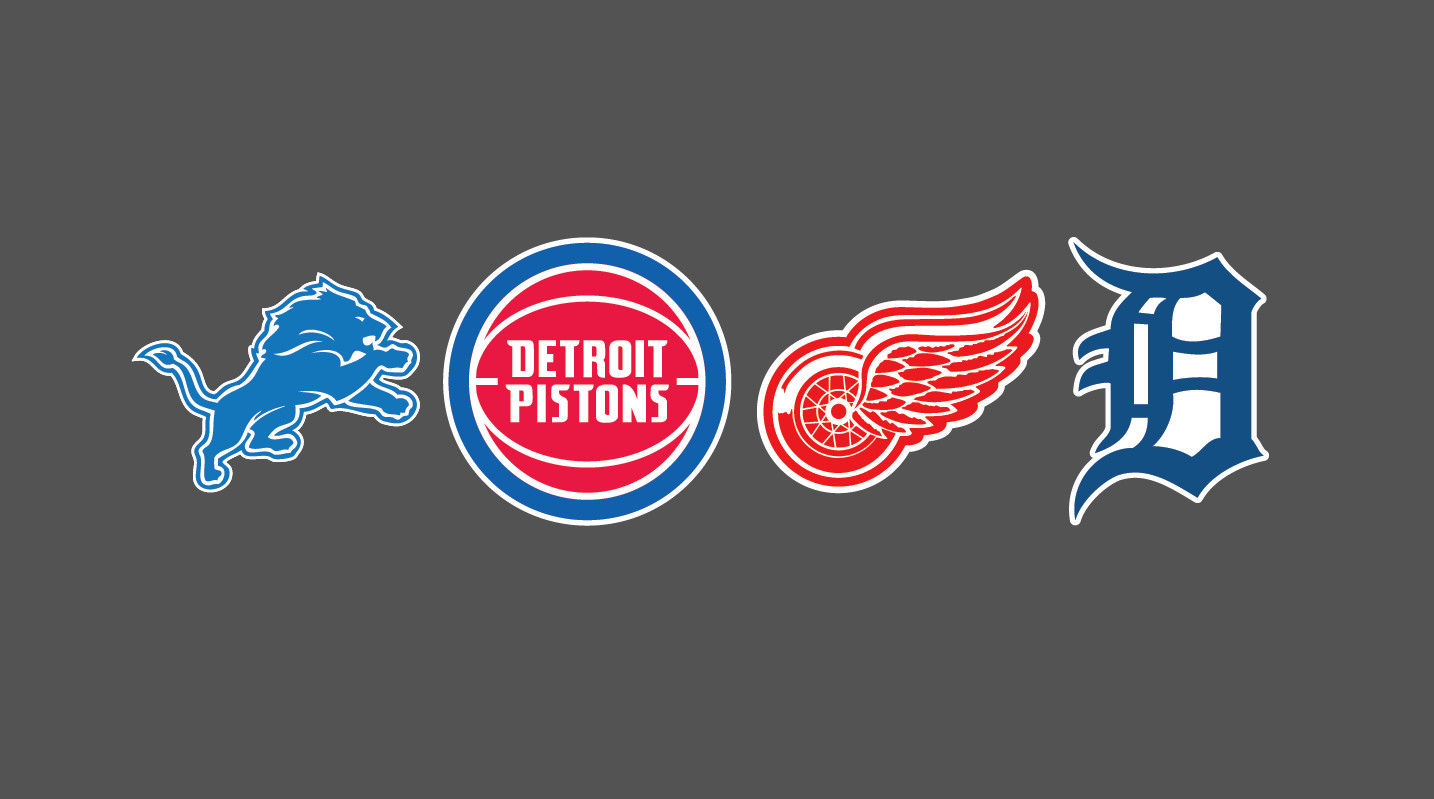 Detroit Sticker Decal Sports Pack -Lions Pistons Red Wings Tigers- Vinyl 4"