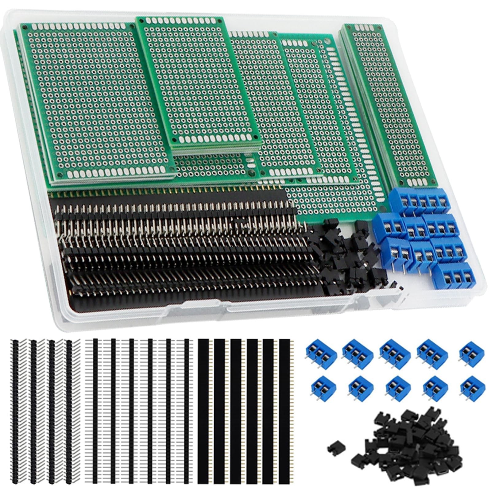 174-Piece Double-Sided PCB Circuit Board Prototype Kit with 6 Sizes