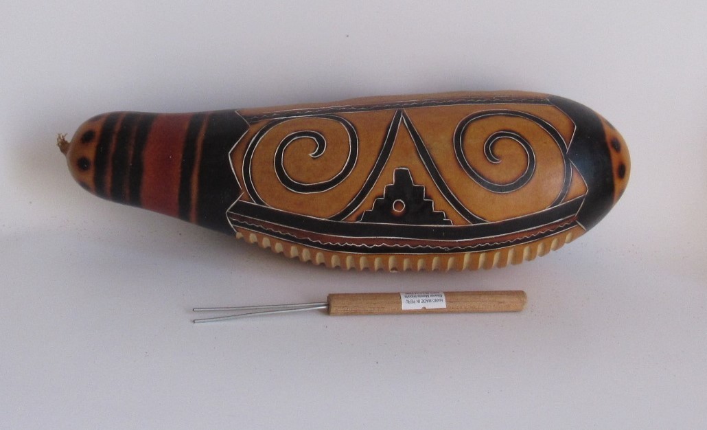 Traditional Hand Crafted Unique Peruvian Guiro Musical Percussion Instrument