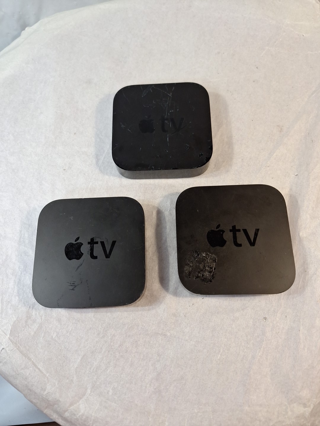 Apple TV Streamers Lot of 3 Black Fair Parts Repair No Cables Gear