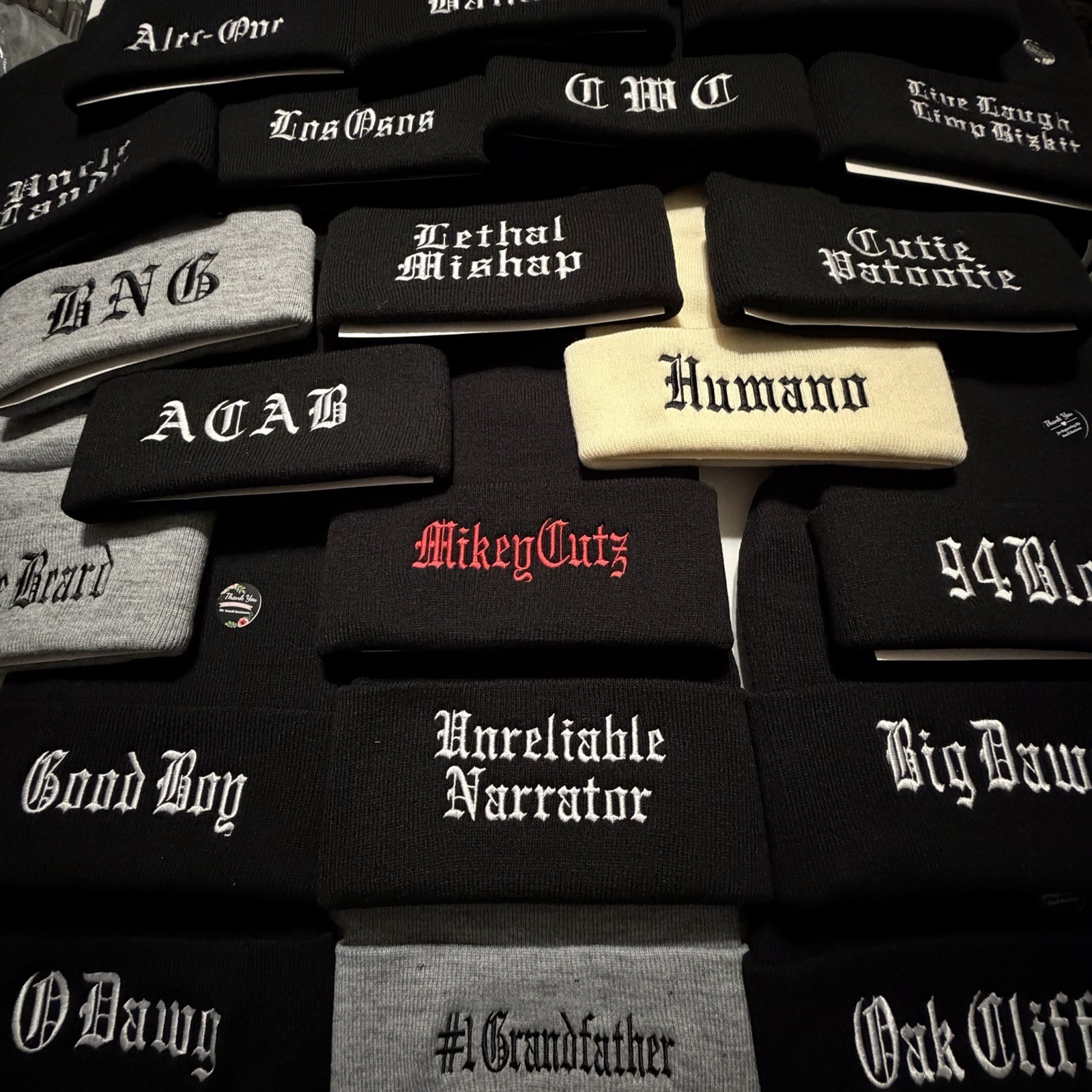 Custom Beanie Your Text in Old English - Winter Cap