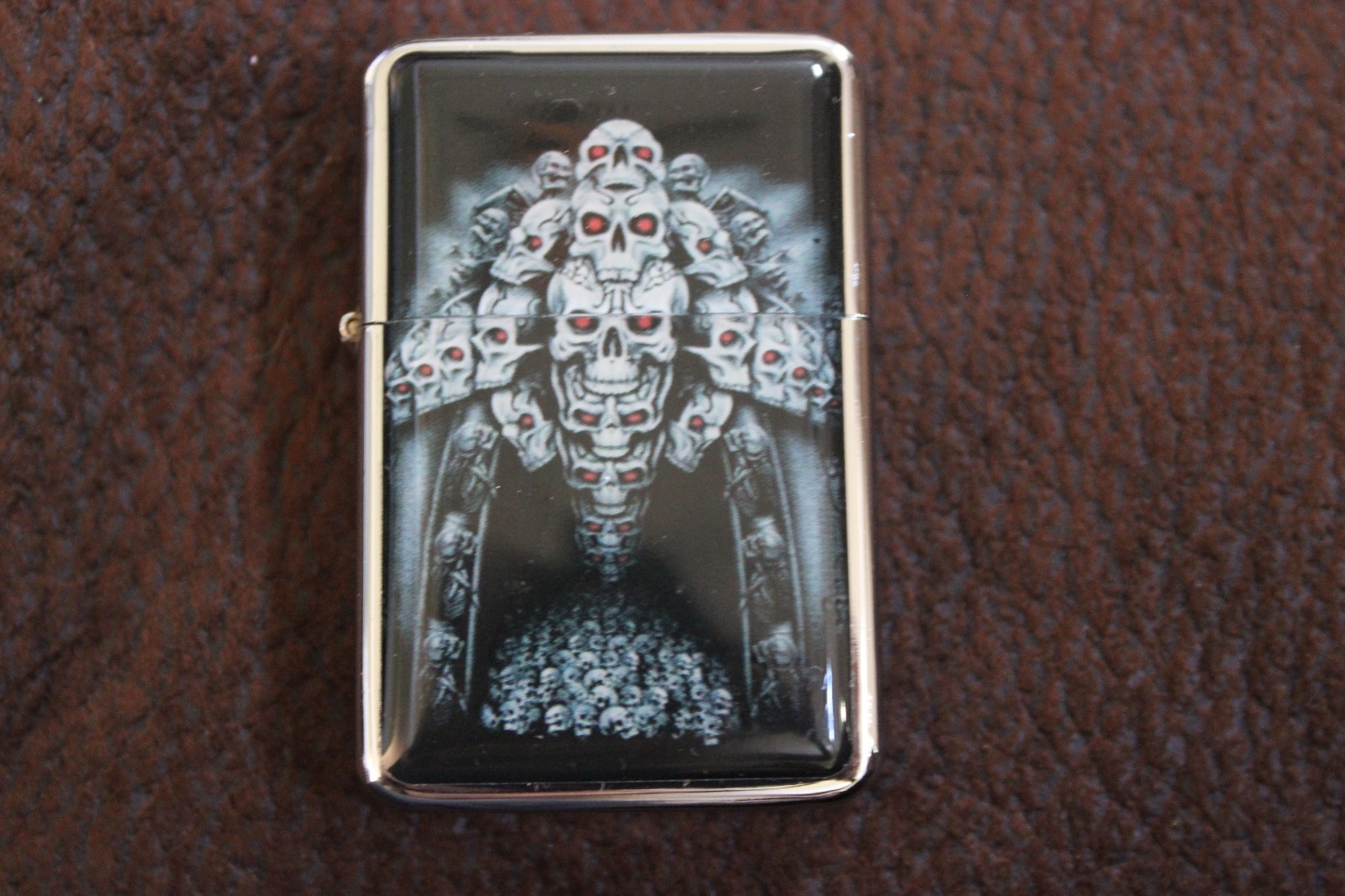 Flip top oil Refillable Lighter Rider Style Artistic Skull Bad Bone Army 3