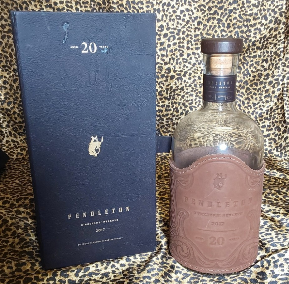 Pendleton 20 Yr Director's Reserve Whiskey 750mL Empty Bottle Leather Cover