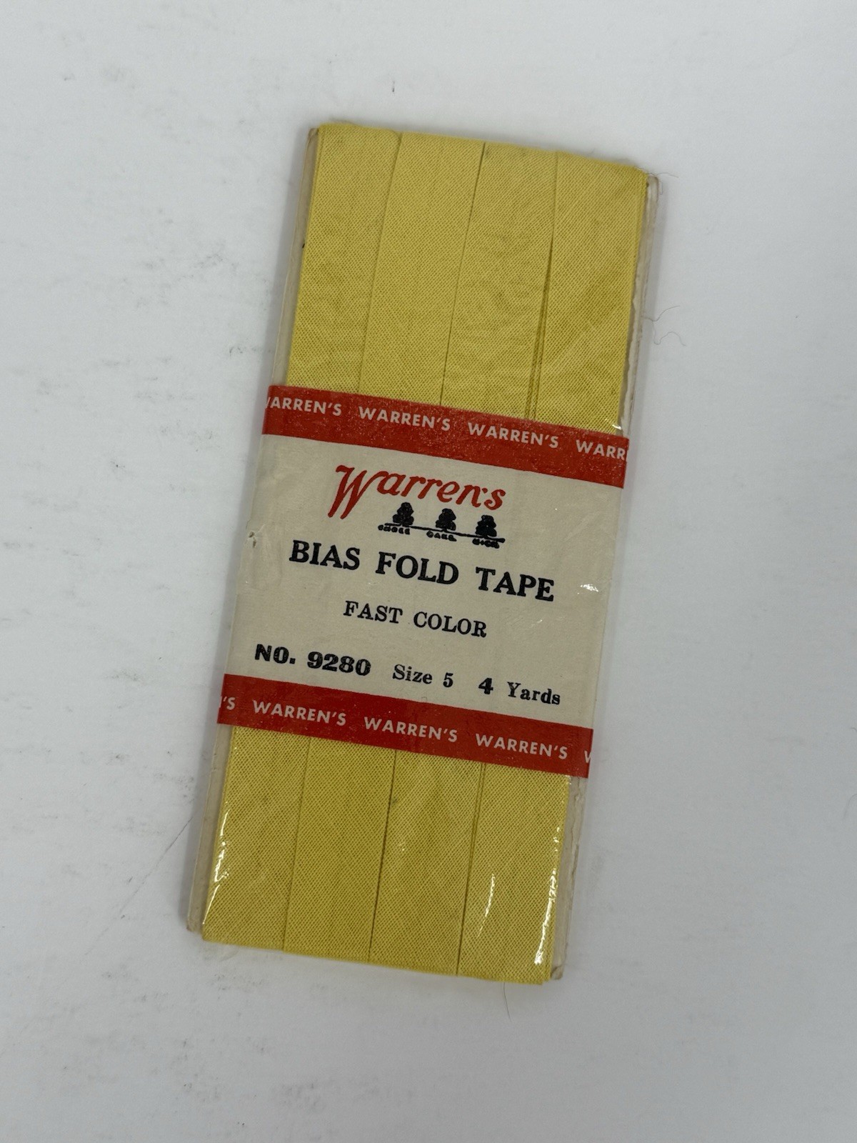 Vintage Warrens Bias Fold Tape Yellow Size 5 4 Yards No. 9280 NEW