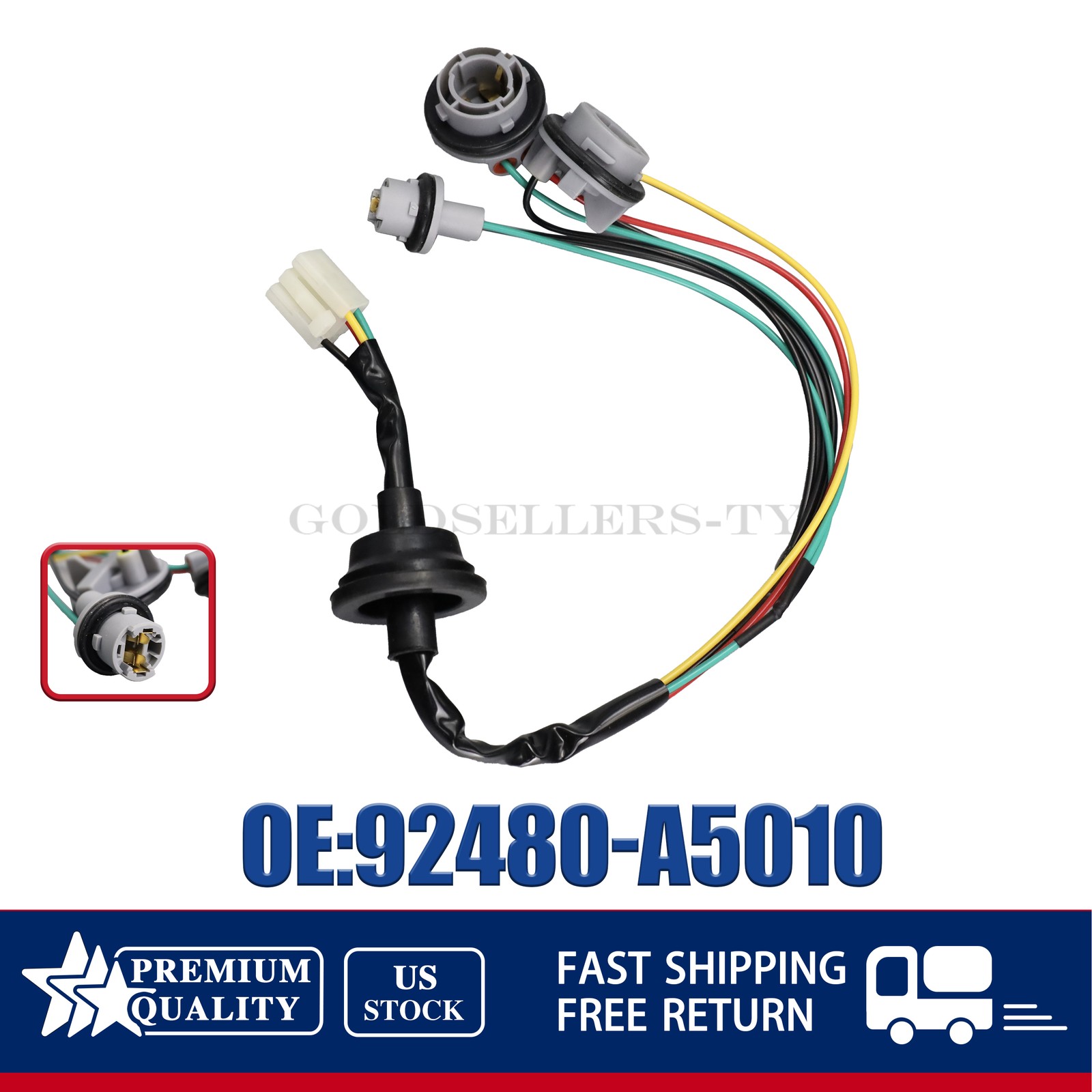 Fits 2013-2017 Hyundai Elantra GT Outside Tail Lamp Socket And Wire 92480-A5010