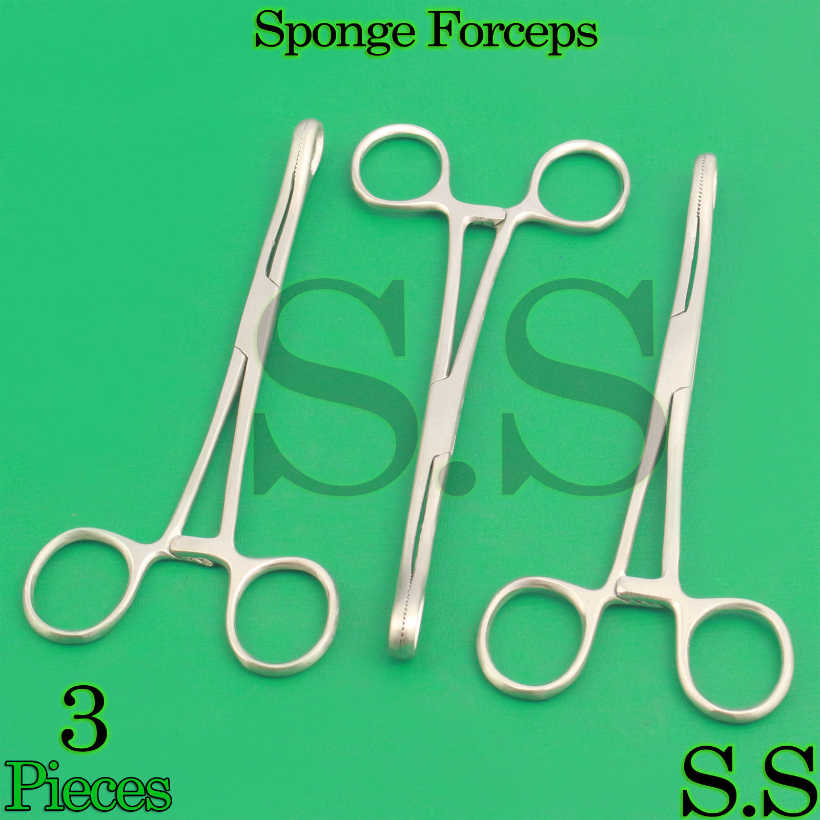 3 NEW BODY PIERCING Forceps Kit Hemostat SPONGE CLAMP 7" Straight