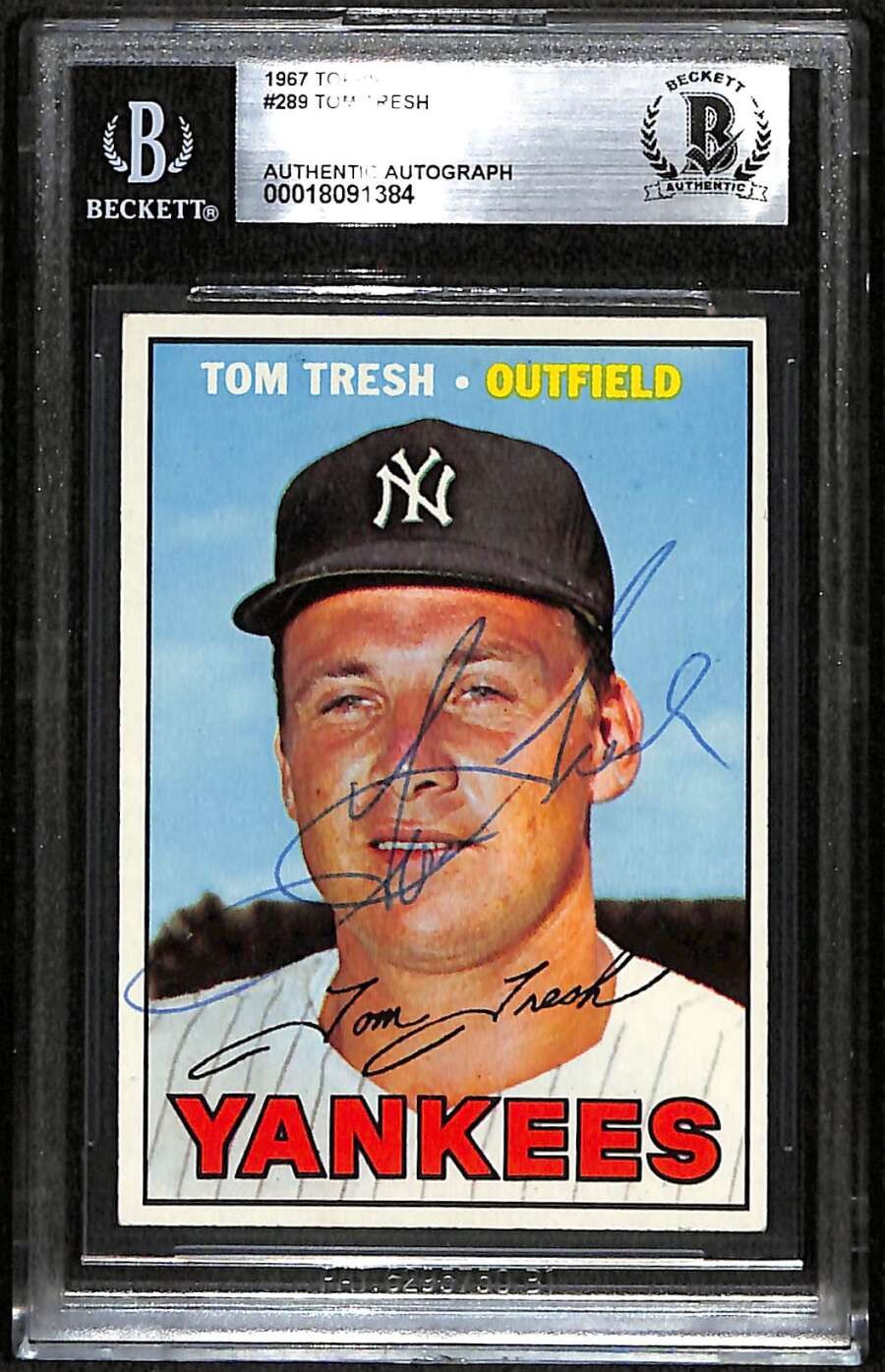 1967 Topps 289 Tom Tresh  BGS Auto Autographed BAS Authentic C100129