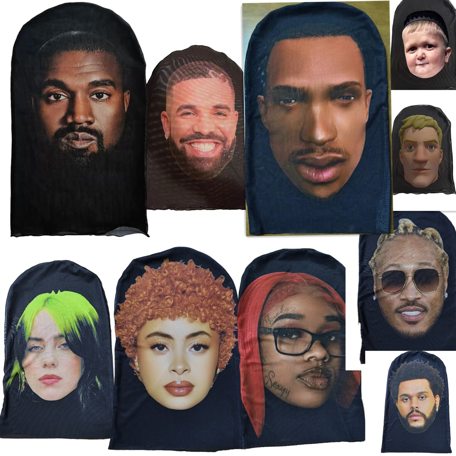 CJ jonsey Kanye West Shiesty Mask Full Face  Shiesty Funny Cosplay Celebrity
