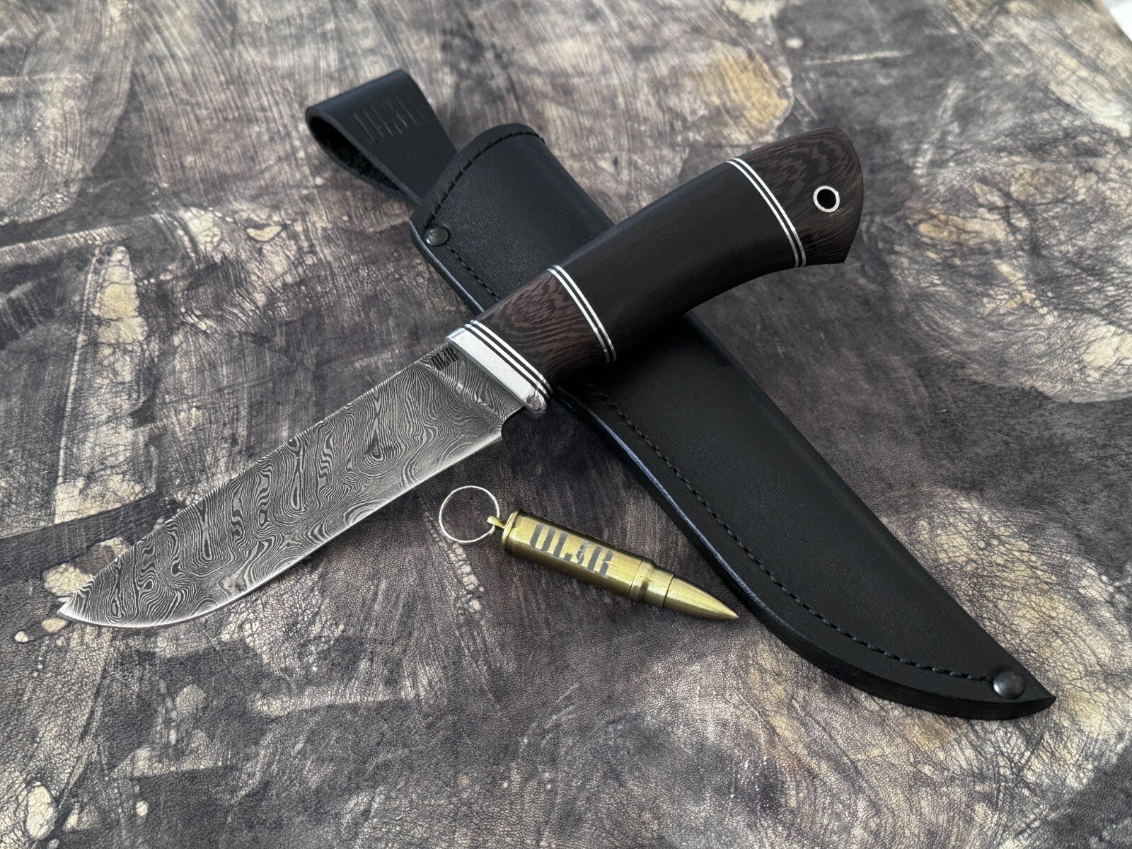 OLIR Russia Damascus Knife Damascus Steel Damascus Steel Hunting Knife HRC-63