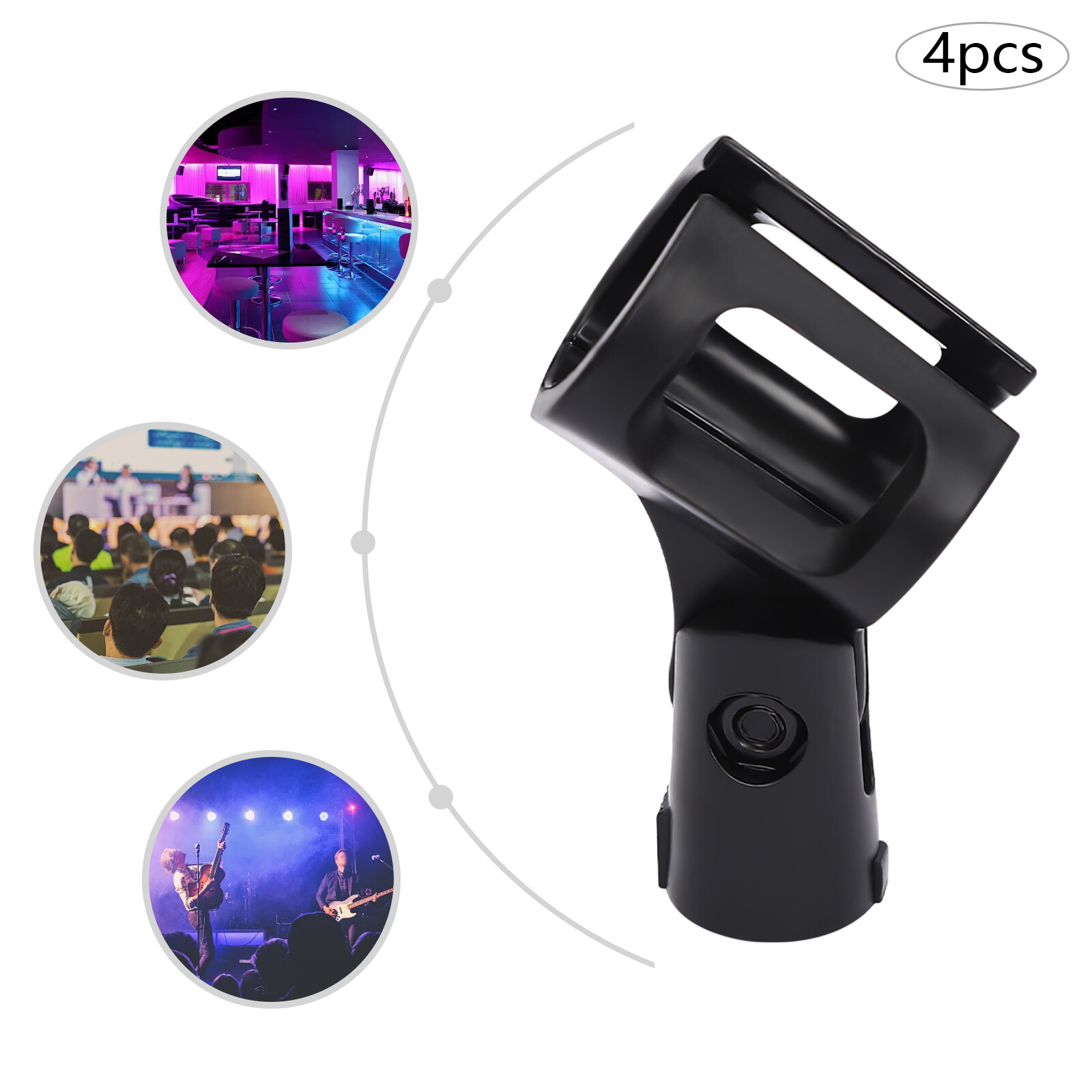 4 Pcs Universal 180° Microphone Clips Clamp Holder For Wired/ Wireless Mic Stand