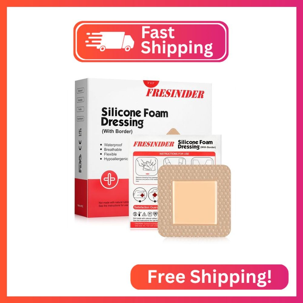 FRESINIDER Silicone Foam Dressing with Adhesive Border – Wound Dressing Bandage