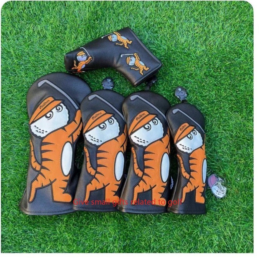 New black Big tiger wooden pole cover driver wood hybrid putter golf club cover