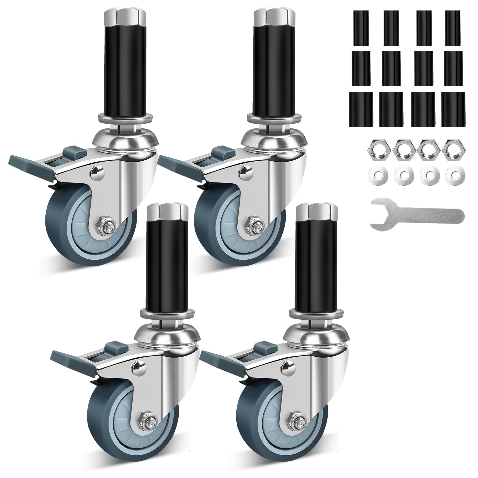 2 Inch Caster Wheels for Prep Table, Expanding Stem Casters Set of 4, Heavy D...