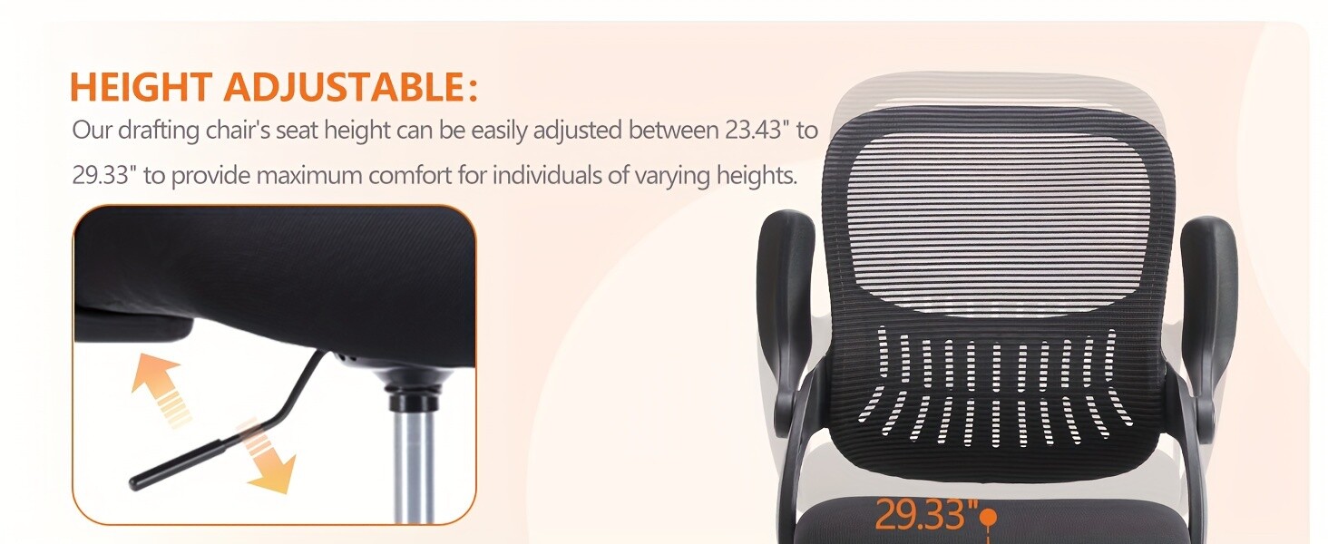 Tall Office Chair Tall Standing Desk Chair Counter Height Adj. Mid Back Mesh