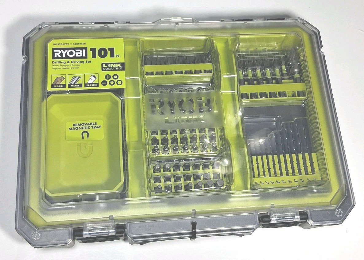 Ryobi Drilling & Driving Set 101 PC Magnetic Tray A981015B Link Compatible