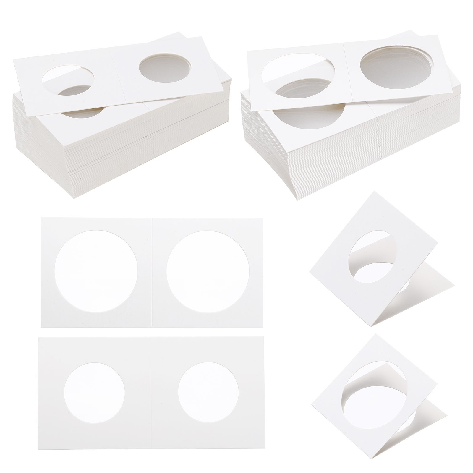 2x2 Coin Flips, 200pcs 27.5/37mm Cardboard Coin Holder Paper Coin Holders, White