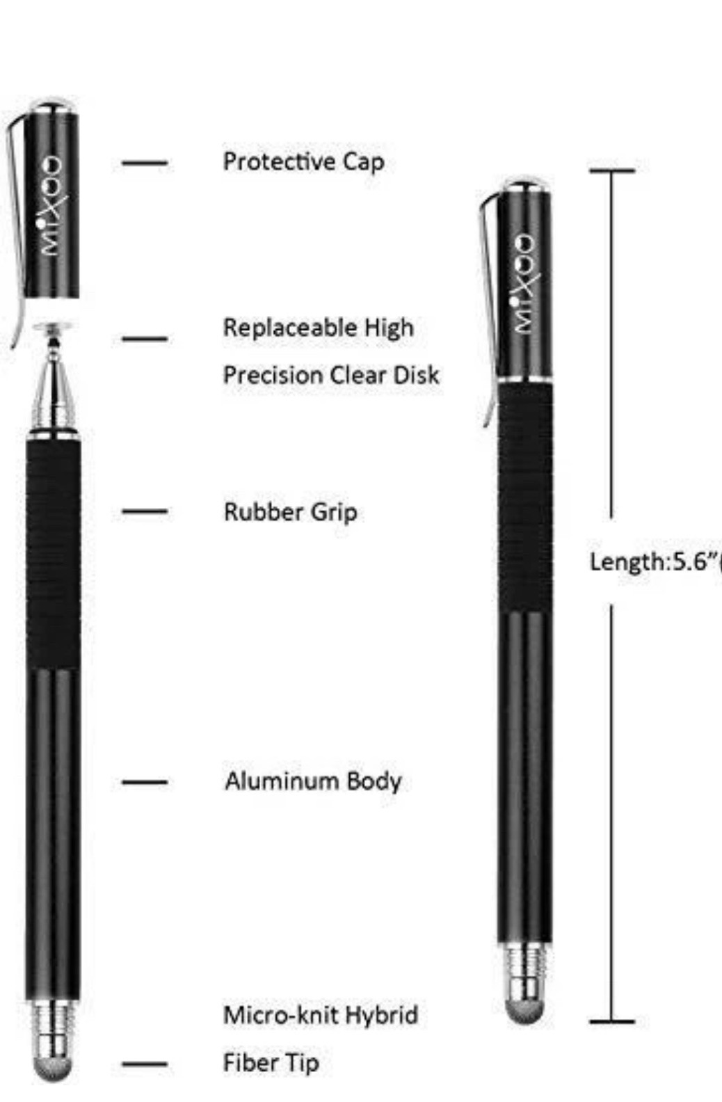 Mixoo Capacitive Stylus Pen,(Disc and Fiber Tip 2-in-1 Series) High Sensitivity