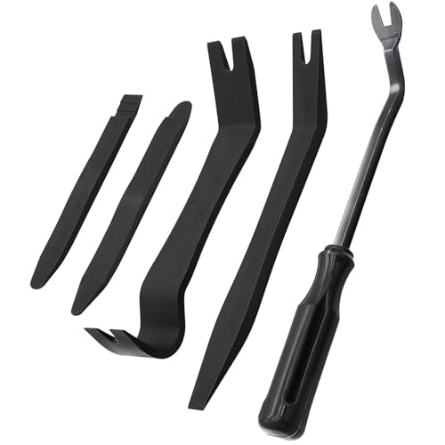 5 Pcs Car Trim Removal Tool Kit Upholstery Tools, Auto Clip Removal Pry black