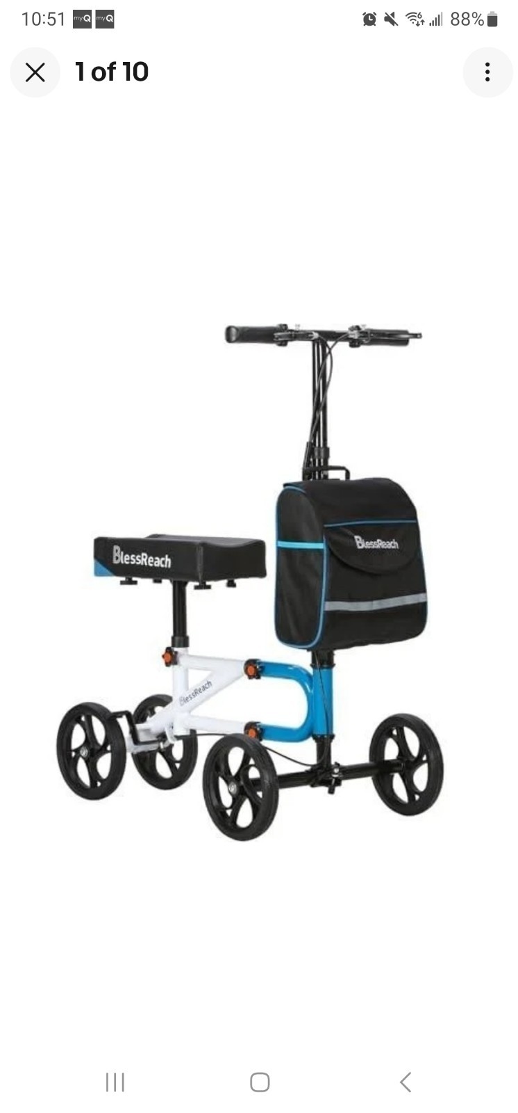BlessReach Steerable Knee Scooter for Adults, Foldable w/ Dual Brake,  Various