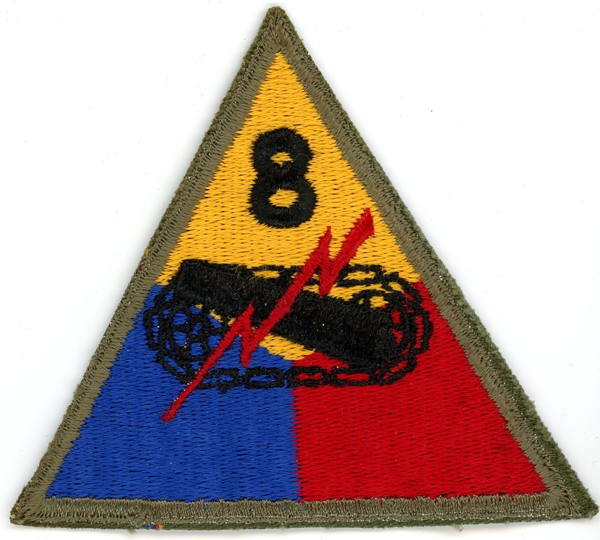 US Army WWII Patch: 8th Armored Division Cut Edge