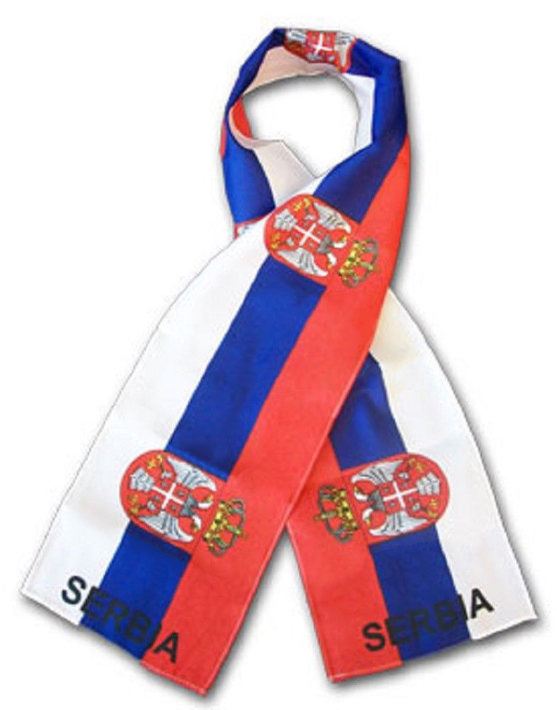Serbia Country Lightweight Flag Printed Knitted Style Scarf 8"x60"