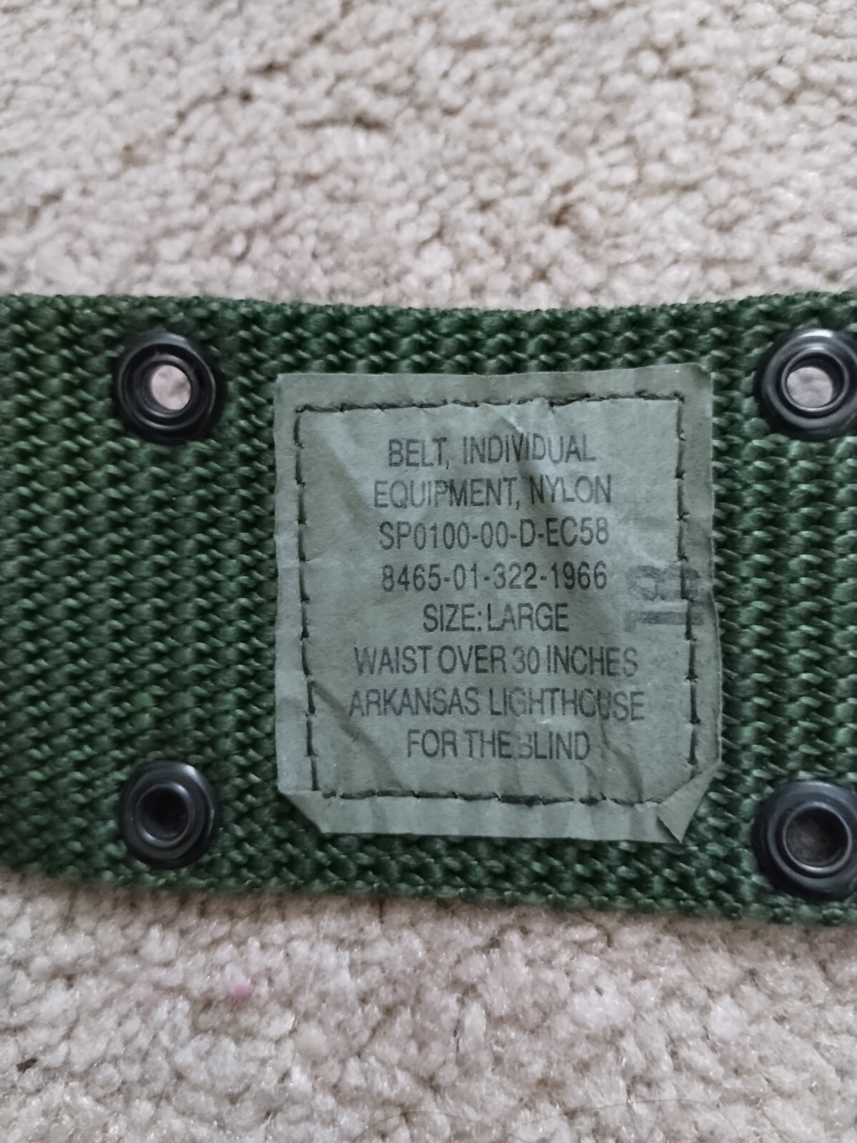 U.S. ARMY MILITARY Individual Equipment Nylon Belt Size Large