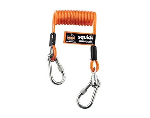 Squids 3130M Coiled Cable Tool Lanyard with Dual Stainless Steel Medium