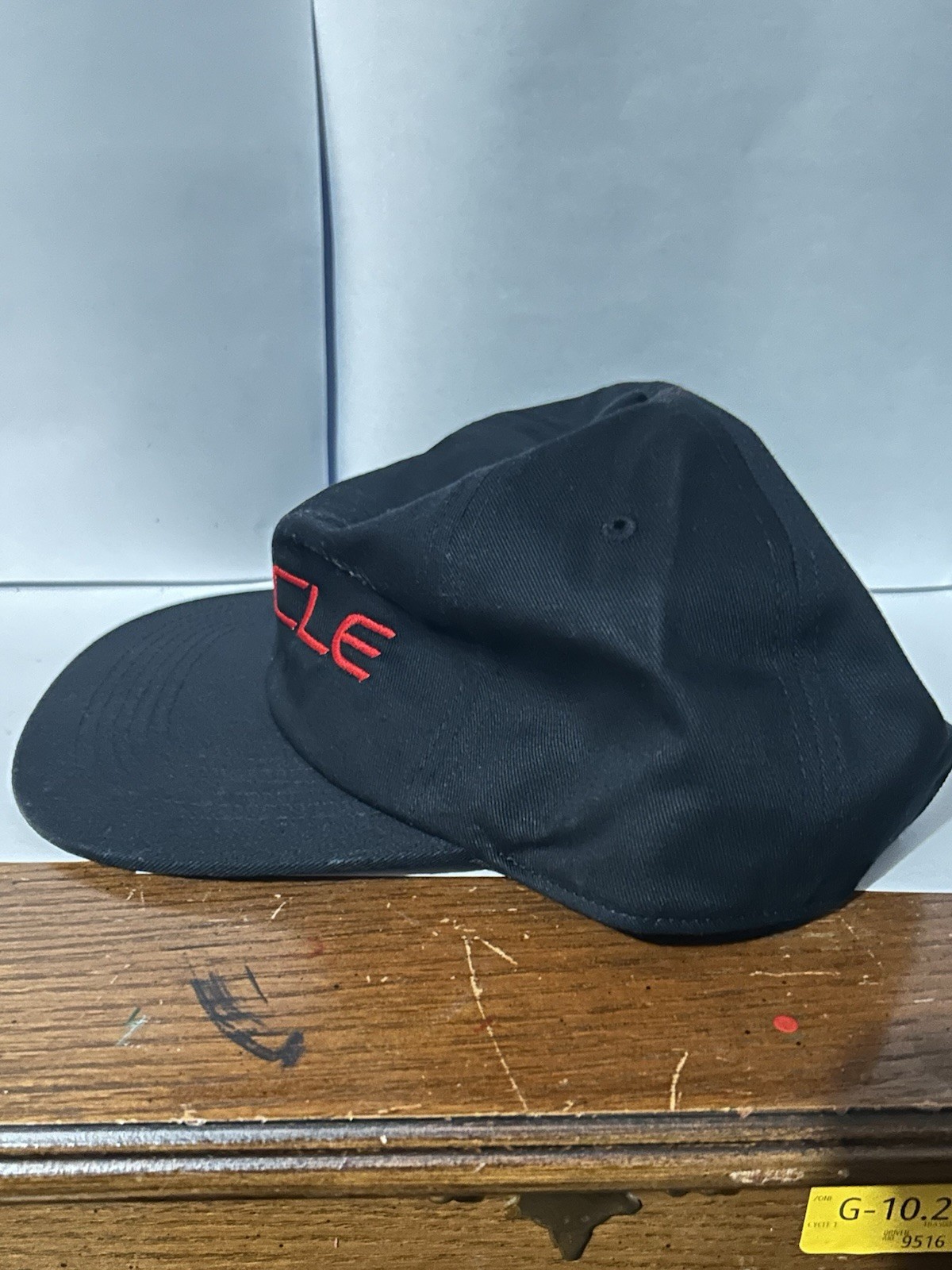 Oracle Hat Cap Strapback Black Embroidered Spellout Logo Red Lettering