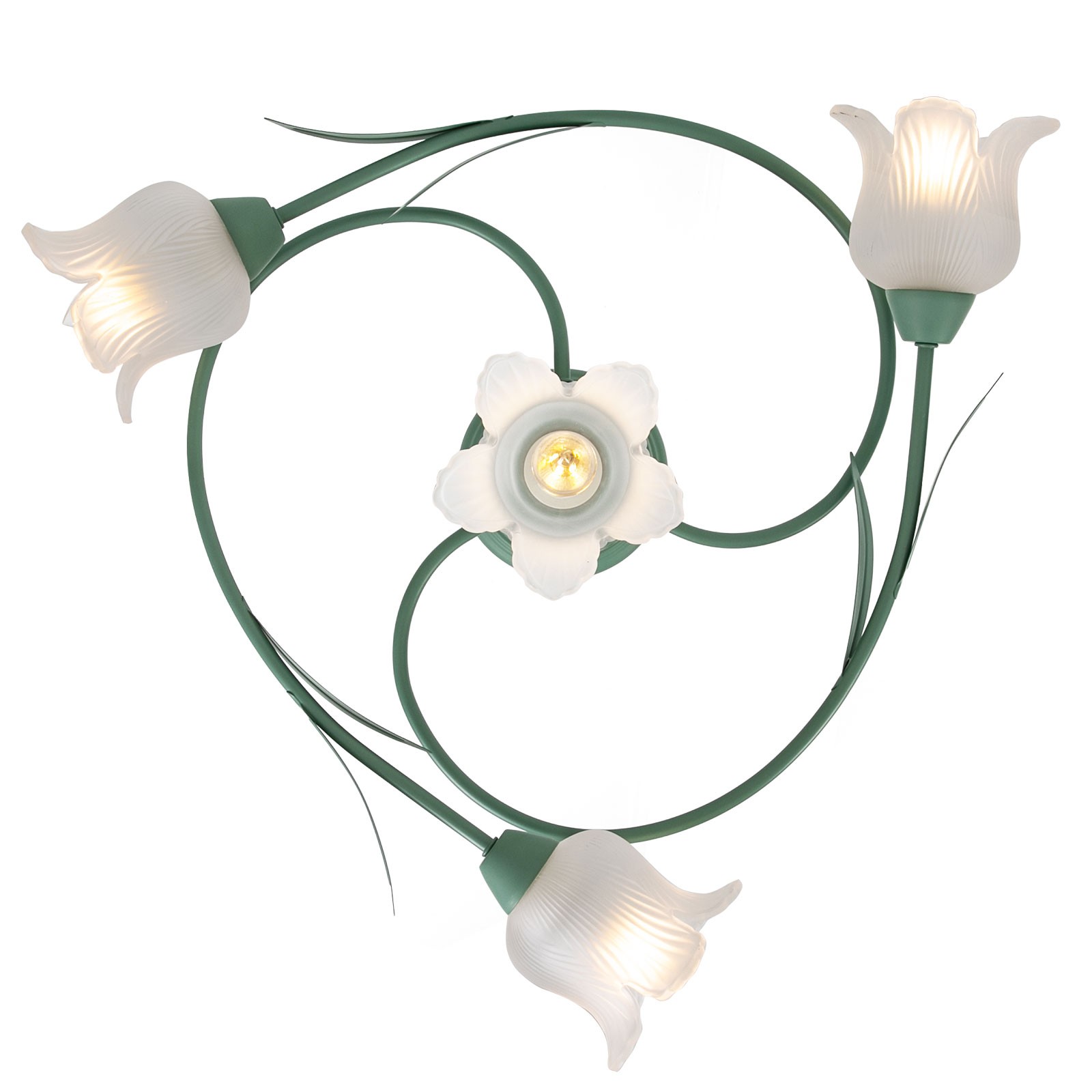 Mid Century Ceiling Light 4-Light Rounded Floral Shade Ceiling Chandelier