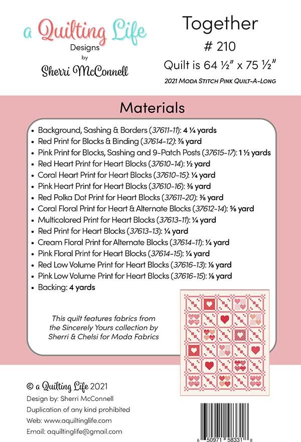 A Quilting Life TOGETHER Pattern