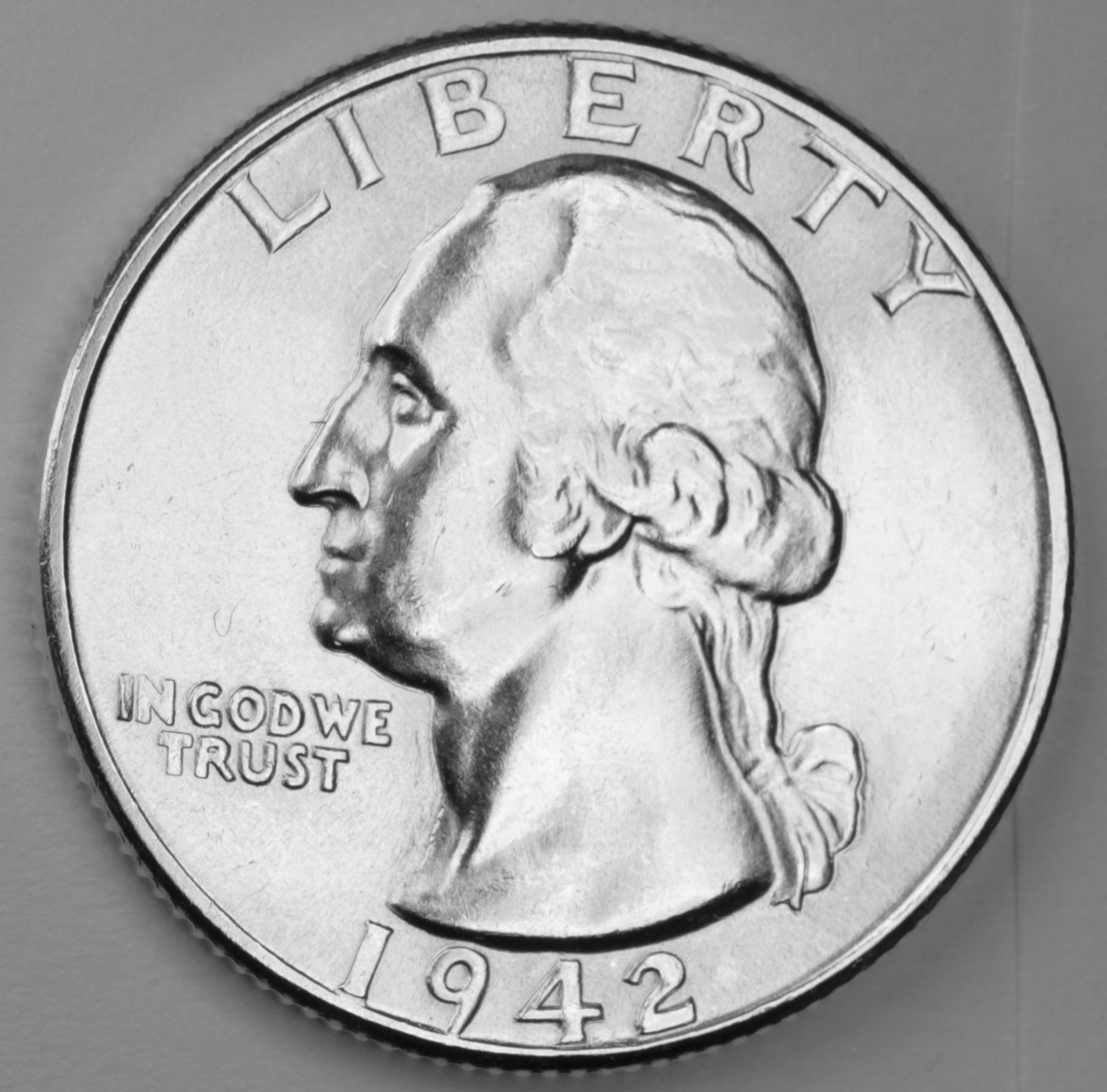 1942-p Washington Quarter. Blast White, Minimum Bag Marks. Choice BU (Inventory)