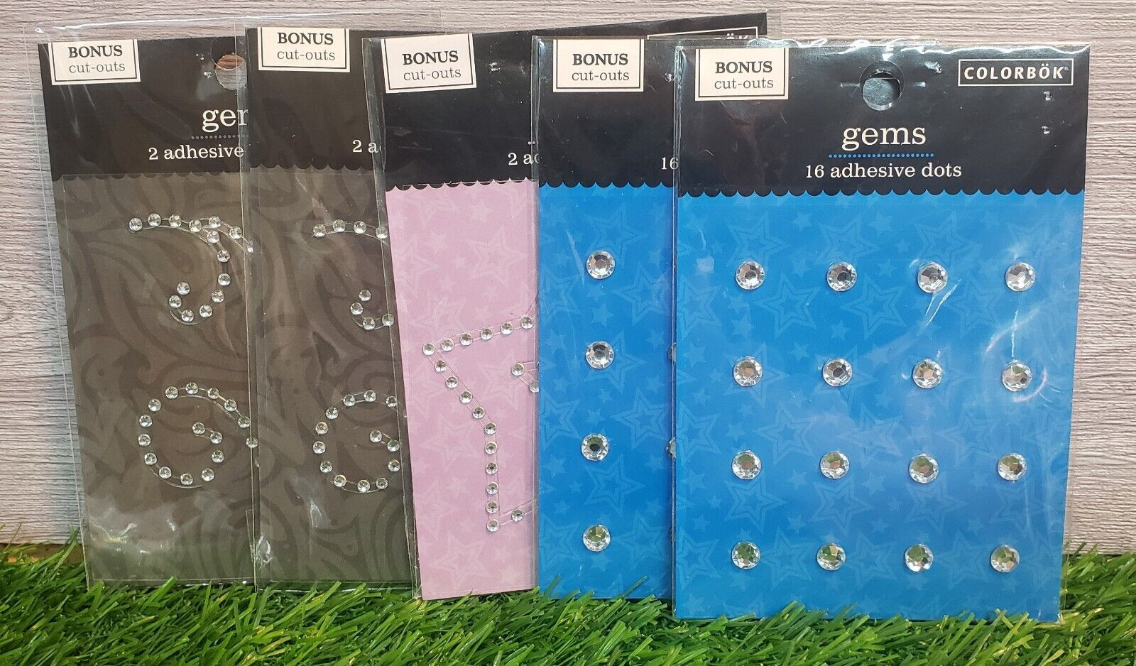 5 Packages of COLORBOK GEM STICKERS - Adhesive Accents 22 Pieces