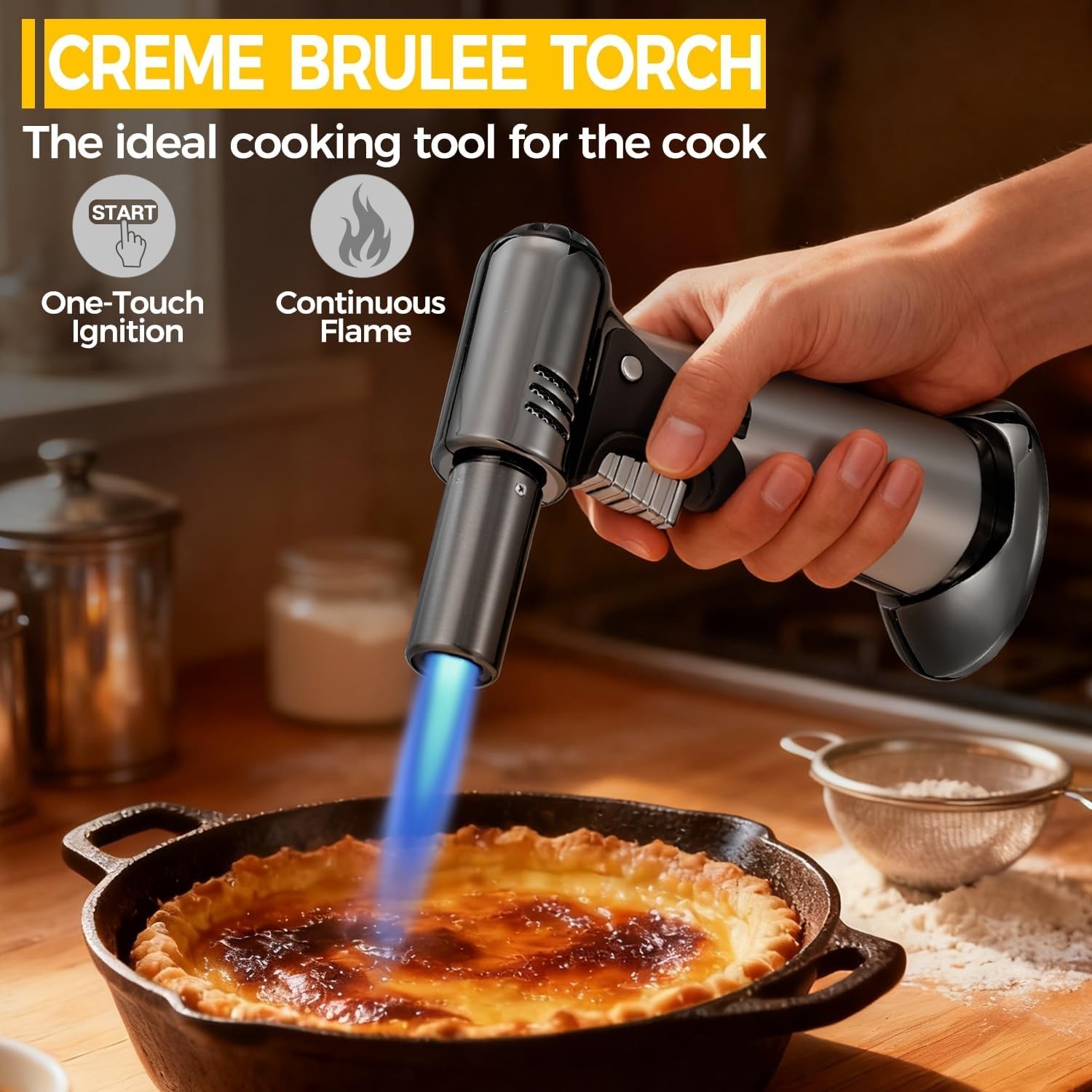 Butane Torch, Butane Refillable Kitchen Cooking Torch, Torch Lighter with Safety