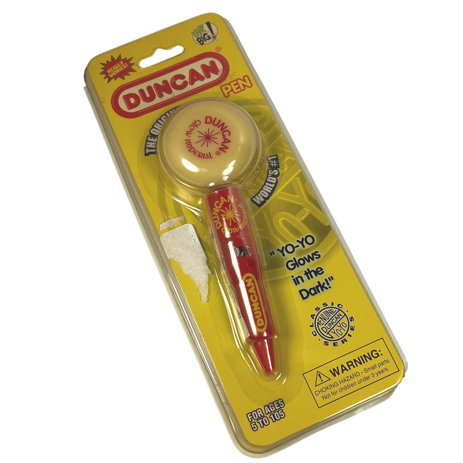 Duncan The Original Yo-Yo Pen Glows in Dark Blue Ballpoint New in Pack Retro Toy