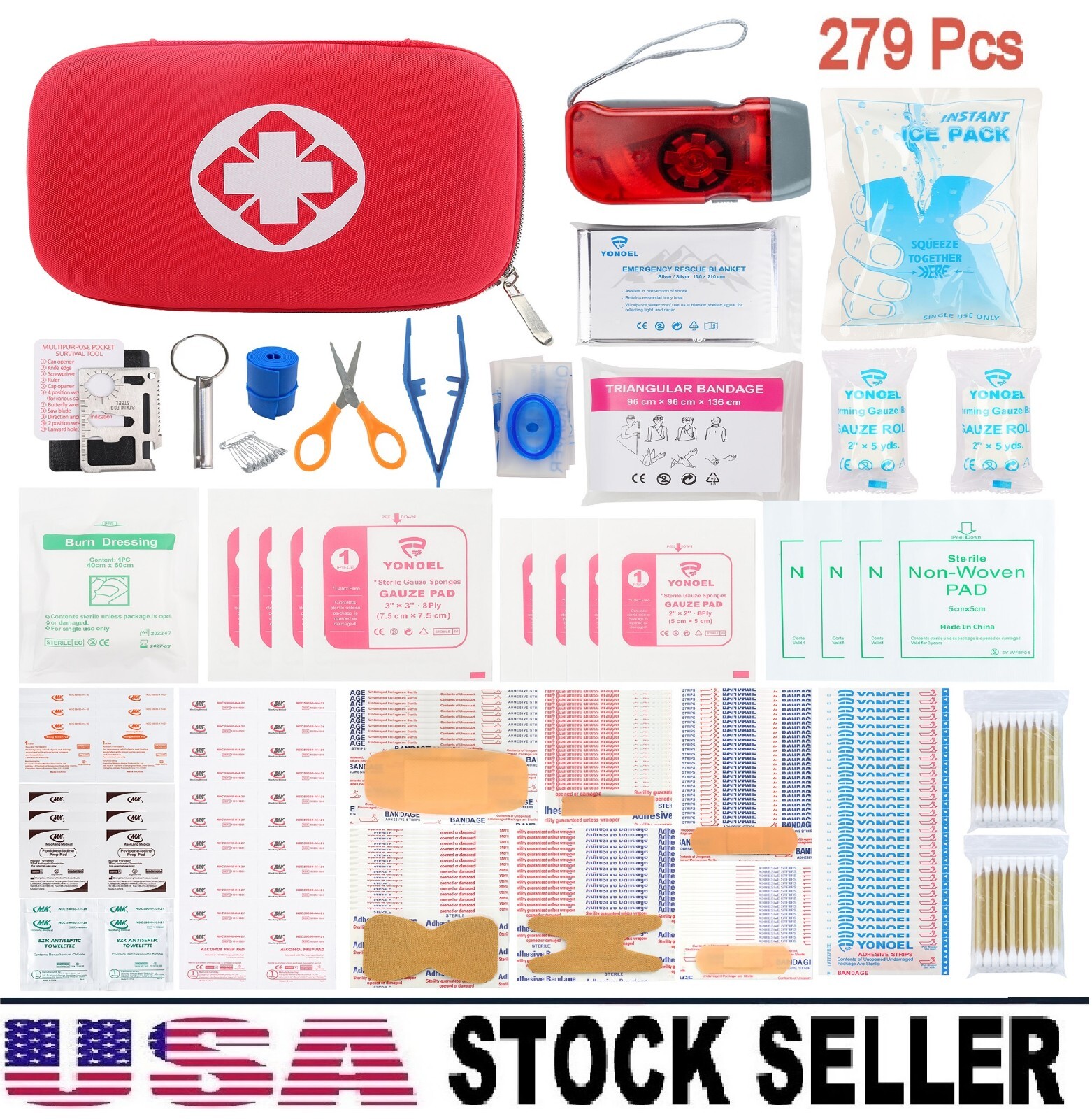 279 Pc First Aid Kit Tactical Emergency Trauma Military Survival Travel EVA Hard