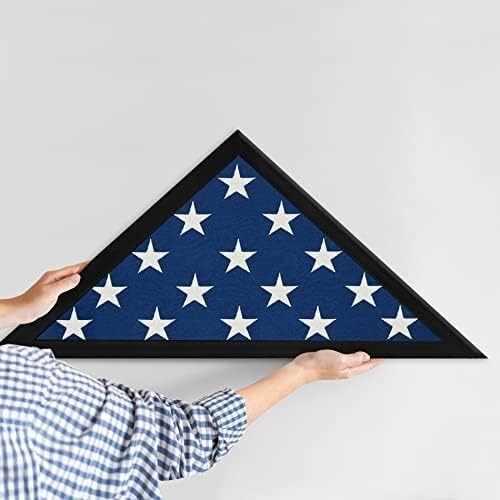 USA American Flag Case Frame Memorial Flag Display Case Table Wall Hanging Black